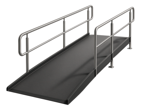 Gradient entrance ramp for a duplex, featuring a gradual incline to accommodate diverse mobility needs.