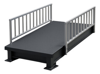 Industrial entrance ramp for a warehouse, built to withstand heavy equipment and frequent use.