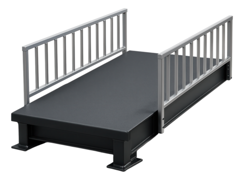 Industrial entrance ramp for a warehouse, built to withstand heavy equipment and frequent use.