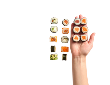 hand holding sushi