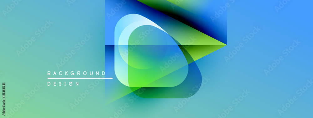 Poster Abstract design features vibrant color gradients. Overlapping shapes create dynamic visual effect. Modern, clean aesthetic suitable background.