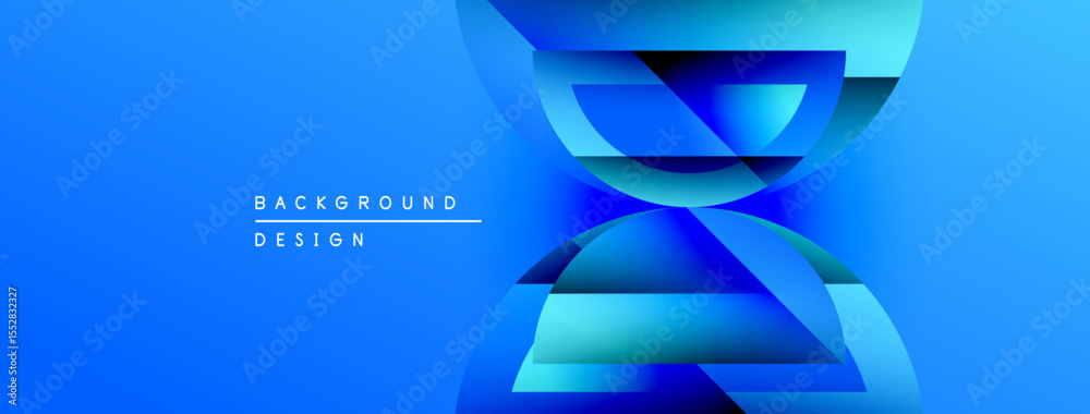 Poster Abstract blue design features layered shapes. Gradient creates depth, modern aesthetic. Text reads background design. Simple, clean composition.