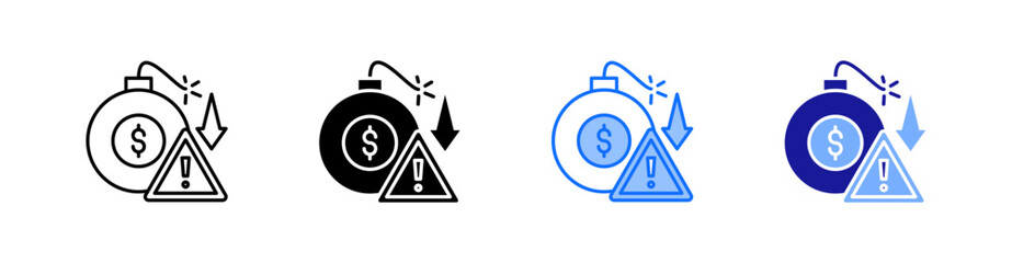 Obraz premium Debt Crisis Multiple Style Icon Set Vector 