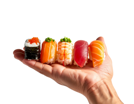 hand holding sushi