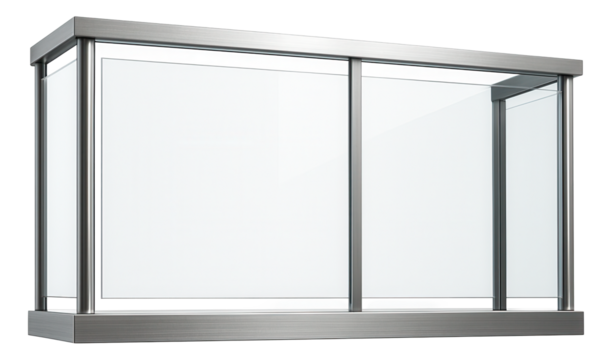 Clear glass balcony with a stainless steel frame for seaside apartments, offering corrosion resistance and a clear view of the ocean.