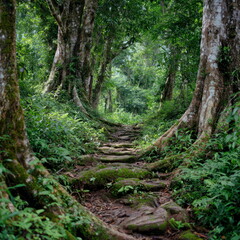 Obraz premium Exploring nature trails lush forest hdr photography scenic views