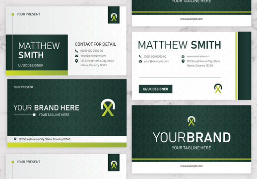 Gradient Green And Black Business Card