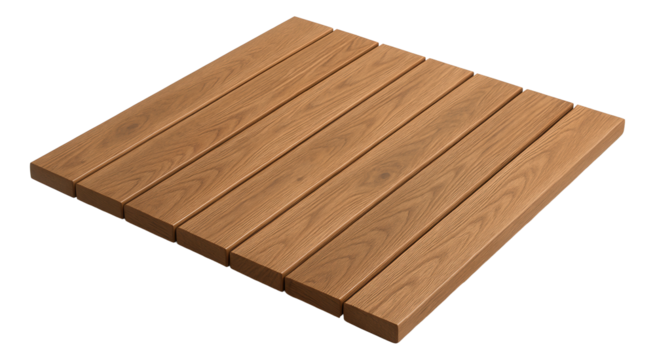 A wooden deck floor on an open balcony adds warmth and a natural feel, perfect for a cozy seating area in a private house.