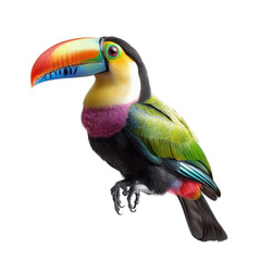 Fototapeta premium Colorful Toucan with Bright Beak and Vibrant Plumage Perched