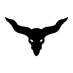 Horned demon head silhouettes illustration