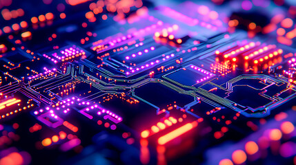 Obraz premium Vibrant Cyberpunk City