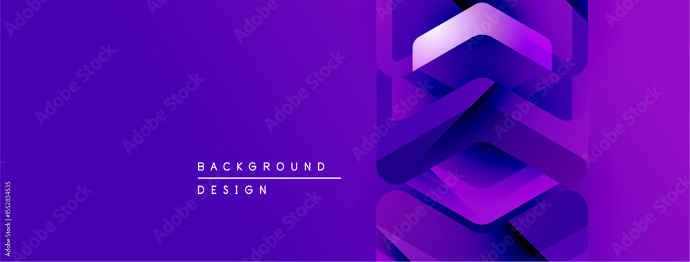 Aufkleber Abstract purple layers create dynamic background. Geometric shapes overlap, forming modern design element. Text reads background design.