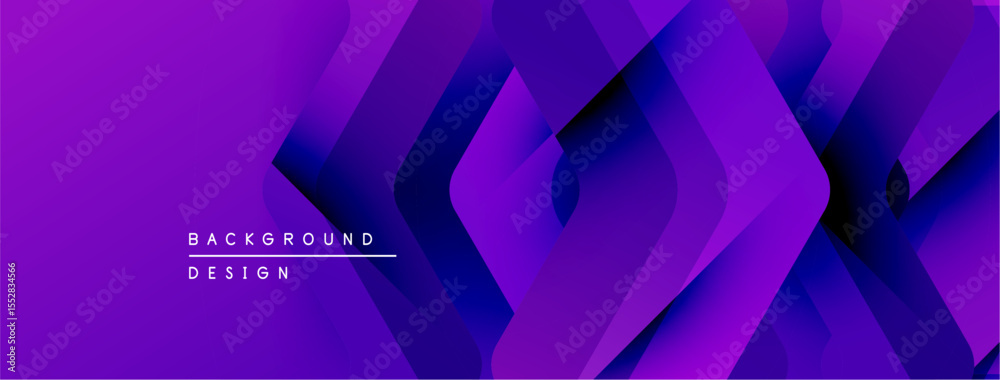 Poster Abstract purple background. Geometric shapes create layered effect. Modern design suitable for banners, presentations.