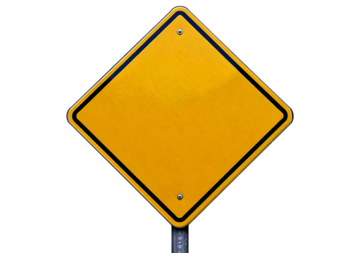 Yellow street signs, isolated on a transparent or white background - Powered by Adobe