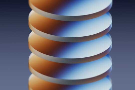 3D rendering of abstract geometric shapes with gradient colors and glass refraction