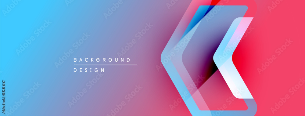 Poster Abstract gradient background. Blue transitions to purple, then pink. Overlapping arrow shapes create dynamic visual effect. Text reads background design.