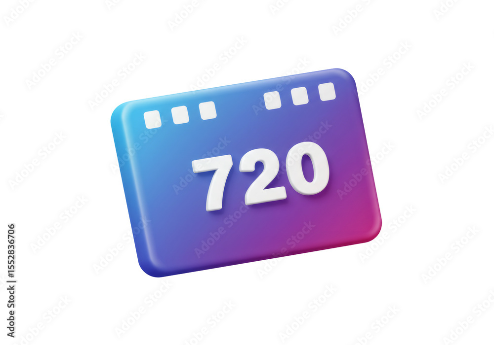 Fototapete floating 720 number gradient display on a dark backdrop for resolution