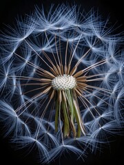 Fototapeta premium Close-Up of a Dandelion Head with Captivating Seed Details