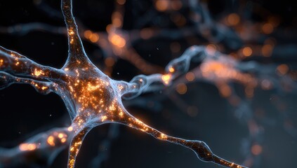 Microscopic neuron network, glowing