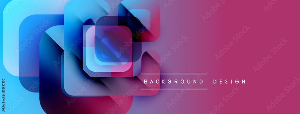 Aufkleber abstract geometric shapes overlap, creating vibrant blue, purple gradients. modern design element fo
