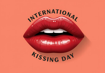 Celebrating International Kissing Day: A Vibrant Red Lip Graphic Design