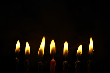 Seven Glowing Candles in Darkness - Atmospheric, Peaceful, Warm, Candlelight Scene