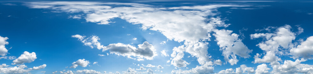 Seamless hdri panorama 360 degrees angle view blue sky with beautiful cumulus clouds with zenith...