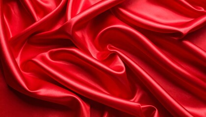 Obraz premium Luxurious red satin fabric shimmers with smooth, elegant waves, perfect for a passionate and decorative textile background