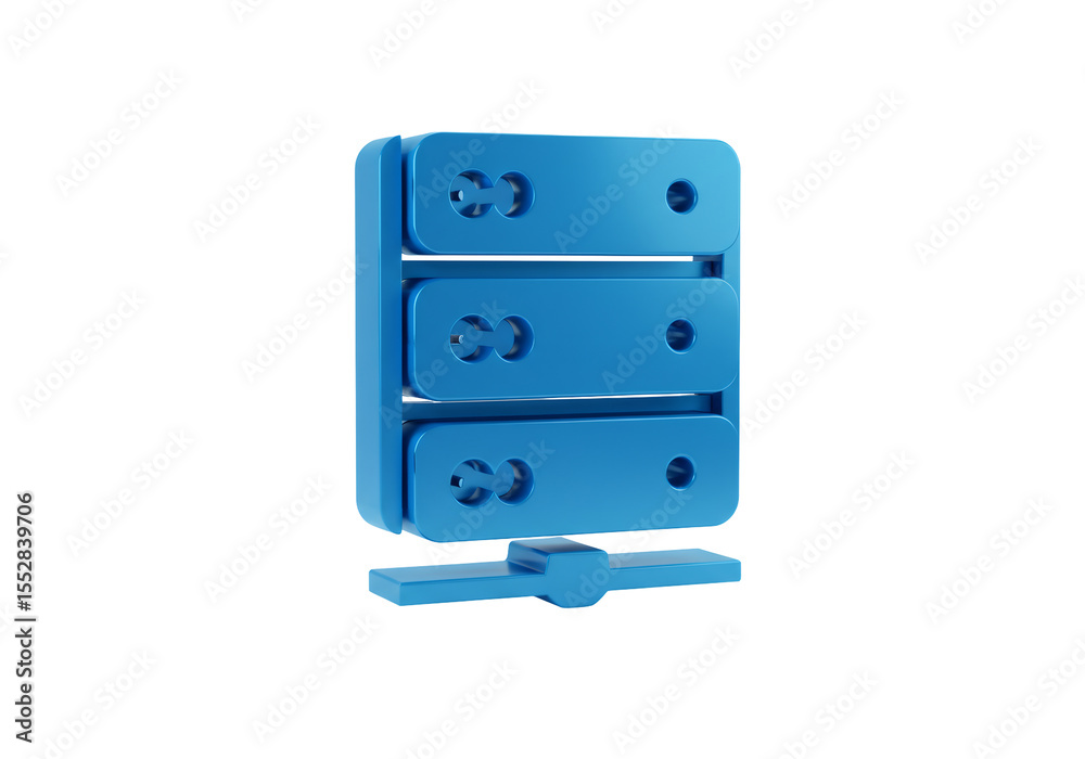 Fototapete three tier blue data server rack for networking on transparent background