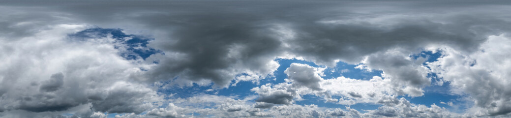 black sky hdri 360 panorama with dark cloud before storm in seamless projection with zenith for use...