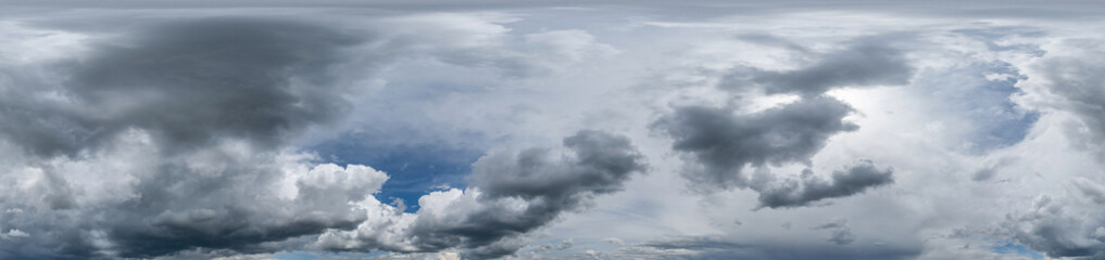 black sky hdri 360 panorama with dark cloud before storm in seamless projection with zenith for use...
