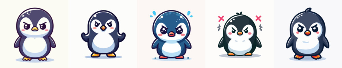cute penguin vector angry expression