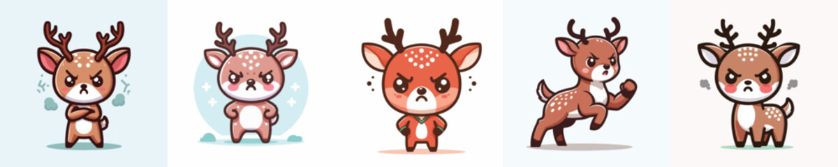 cute deer vector angry expression