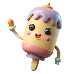 Isometric Summer Ice Cream Truck In City Street