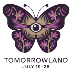 Tomorrowland Futuristic Butterfly Logo Design

