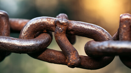 Close-up of a Rusty Chain Texture, Metal, and Industrial Strength