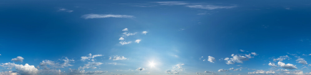 clear blue sky. Seamless hdri panorama 360 degrees angle view with zenith for use in 3d graphics or...