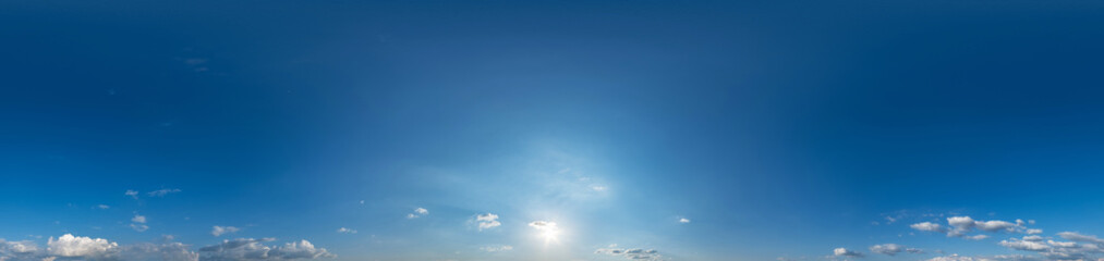 clear blue sky. Seamless hdri panorama 360 degrees angle view with zenith for use in 3d graphics or...
