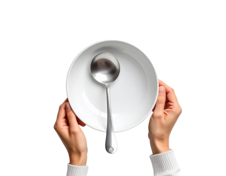 female hand holding a plate