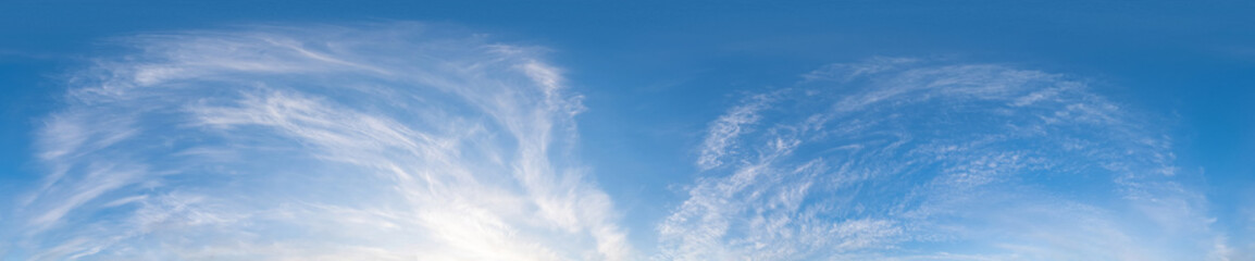 Seamless hdri panorama 360 degrees angle view blue sky with beautiful fluffy cumulus clouds with...
