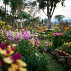 Obraz premium Vibrant flower garden display nature park hdr photography outdoor scene