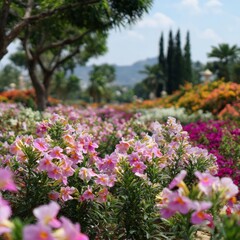 Obraz premium Vibrant flower garden hdr scene outdoor park nature photography