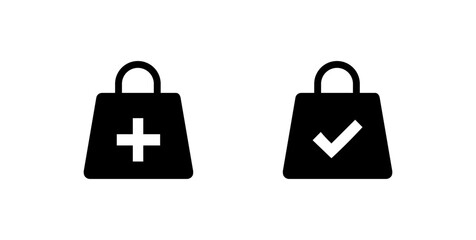 Shopping bag icon set vector on black colour