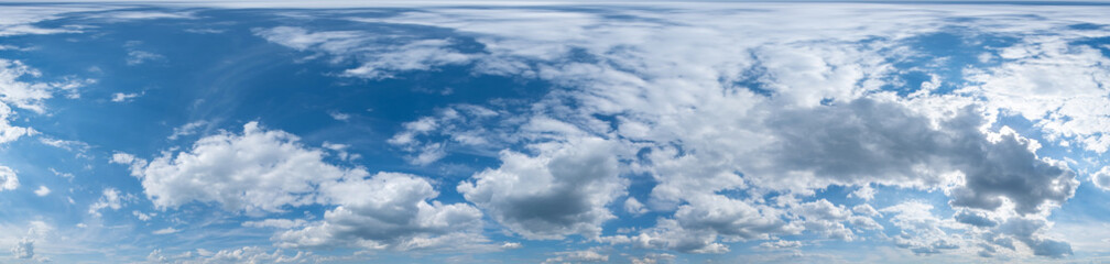 Blue sky panorama with Cirrus clouds in Seamless spherical equirectangular format. Full zenith for...