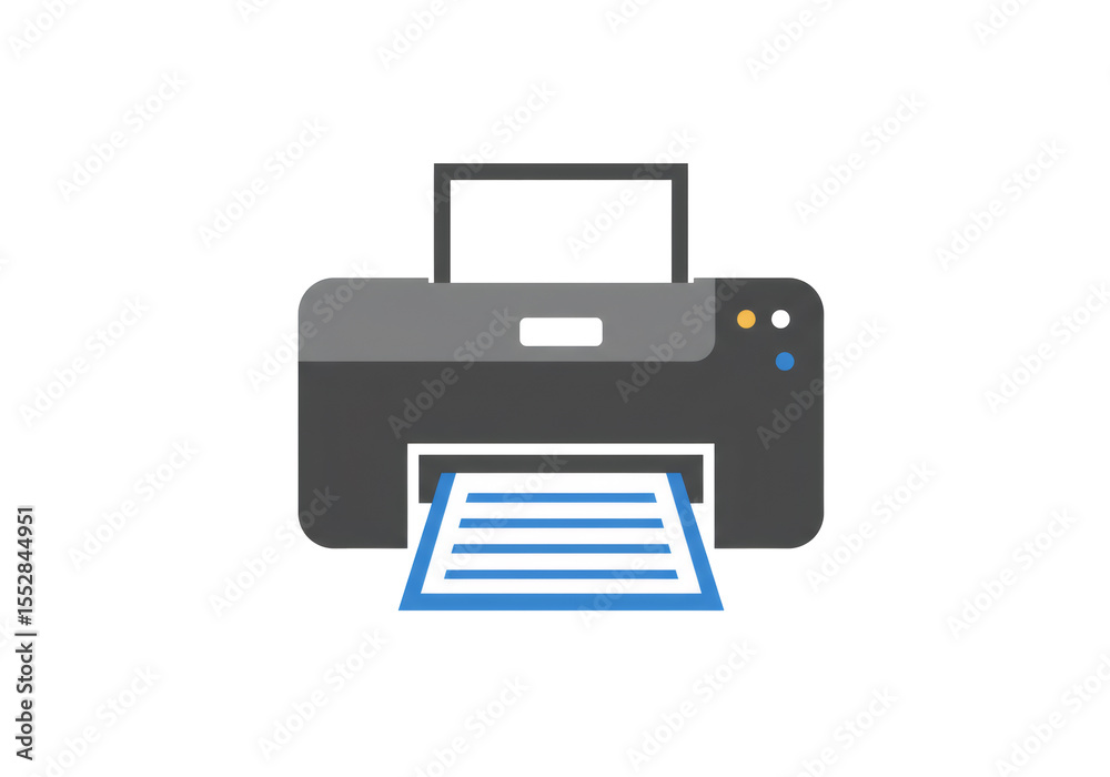 Fototapete flat design printer isolated on transparent background printing documents