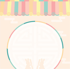 Korean-style tile walls, traditional patterns, and bunny images are added, so the background image is traditional and creates a holiday atmosphere