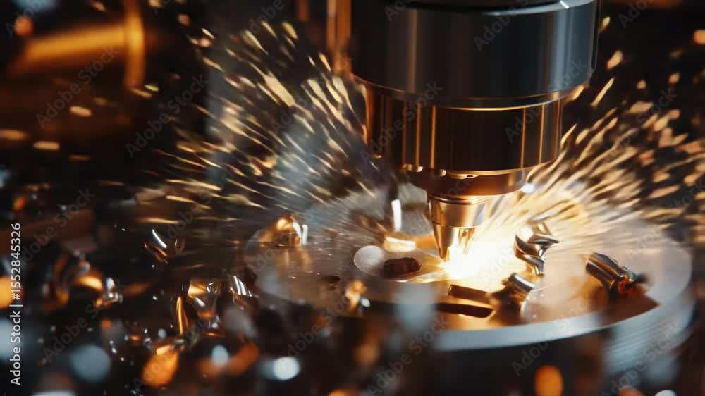 Poster A close-up view of a machine producing sparks