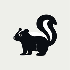 a cute skunk in black and white, minimalist design, great for art
