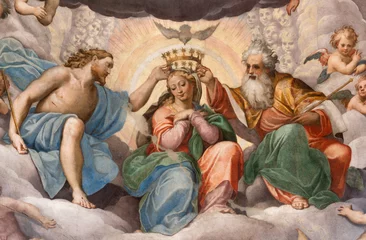 Gordijnen PIACENZA, ITALY - MAY 20, 2025: The fresco of Coronation of Virgin Mary in the Church Basilica di San Francesco by Giuseppe Nuvolone (1681). © Renáta Sedmáková