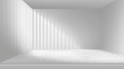Fototapeta premium Minimalist studio with light and shadow for product showcase, virtual set, or architectural visualization.